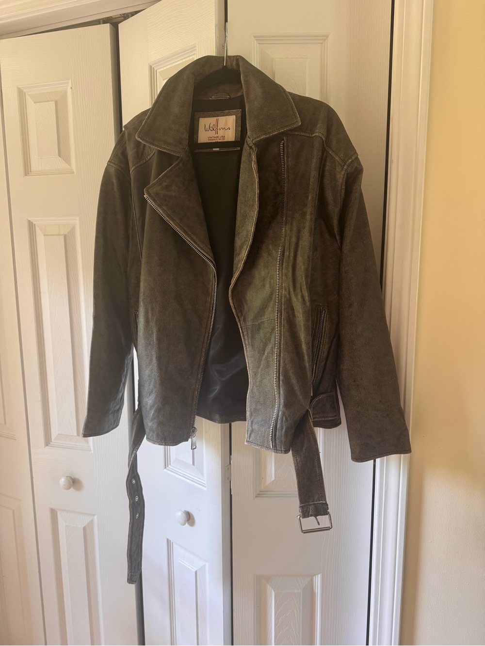 Wilsons Leather Moto Jacket in Gray Metallic